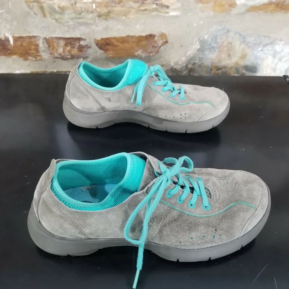 DANSKO Elise gray Suede Leather Lace-Up Comfort Walking Shoes-Size 39Eu/ 8-8.5